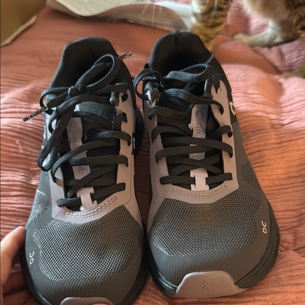 Black and Purple Athletic Shoes with Breathable Mesh